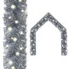 Christmas Garland with LED Lights 66 ft Silver