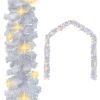 Christmas Garland with LED Lights 16 ft White