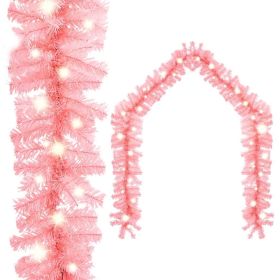 Christmas Garland with LED Lights 33 ft Pink