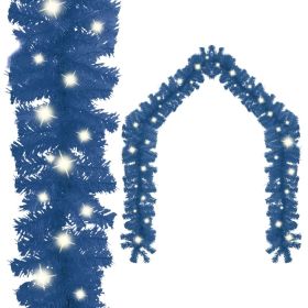 Christmas Garland with LED Lights 33 ft Blue