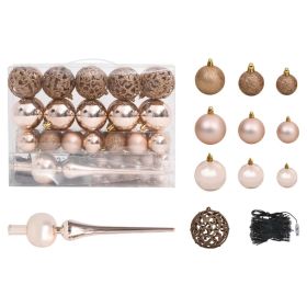 61 Piece Christmas Ball Set with Peak and 150 LEDs Rose Gold