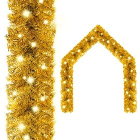 Christmas Garland with LED Lights 16 ft Gold