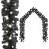 Christmas Garland with LED Lights 66 ft Black