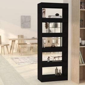 Book Cabinet/Room Divider Black 23.6"x11.8"x65.4" Engineered Wood