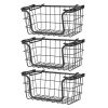 Oceanstar Stackable Metal Wire Storage Basket Set for Pantry, Countertop, Kitchen or Bathroom  Black, Set of 3