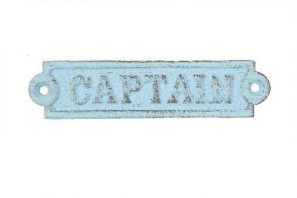 Rustic Light Blue Cast Iron Captain Sign 6""