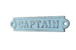 Rustic Light Blue Cast Iron Captain Sign 6""