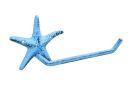 Dark Blue Whitewashed Cast Iron Starfish Toilet Paper Holder 10&quot;