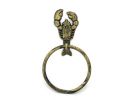 Antique Gold Cast Iron Lobster Towel Holder 9""