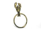 Antique Gold Cast Iron Lobster Towel Holder 9""