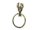 Antique Gold Cast Iron Lobster Towel Holder 9""