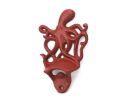 Rustic Red Cast Iron Wall Mounted Octopus Bottle Opener 6""