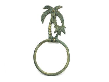 Antique Bronze Cast Iron Palm Tree Towel Holder 9&quot;