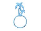 Rustic Light Blue Cast Iron Palm Tree Towel Holder 9""