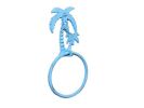 Rustic Light Blue Cast Iron Palm Tree Towel Holder 9""