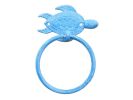 Light Blue Whitewashed Cast Iron Sea Turtle Towel Holder 7""