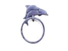 Rustic Dark Blue Cast Iron Dolphins Towel Holder 7&quot;