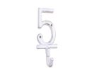 Whitewashed Cast Iron Number 5 Wall Hook 6""