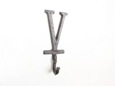 Cast Iron Letter V Alphabet Wall Hook 6""