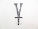 Rustic Silver Cast Iron Letter V Alphabet Wall Hook 6""