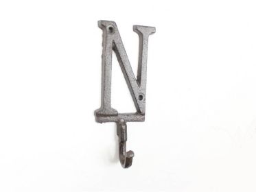 Cast Iron Letter N Alphabet Wall Hook 6""