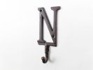 Cast Iron Letter N Alphabet Wall Hook 6""