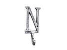 Rustic Silver Cast Iron Letter N Alphabet Wall Hook 6""