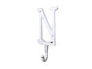 Whitewashed Cast Iron Letter N Alphabet Wall Hook 6""