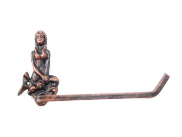 Rustic Copper Cast Iron Mermaid Toilet Paper Holder 10""