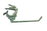 Antique Seaworn Bronze Cast Iron Decorative Arching Mermaid Toilet Paper Holder 11&quot;