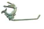 Antique Seaworn Bronze Cast Iron Decorative Arching Mermaid Toilet Paper Holder 11&quot;