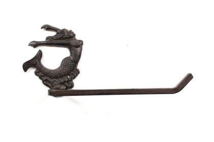 Cast Iron Decorative Arching Mermaid Toilet Paper Holder 11&quot;