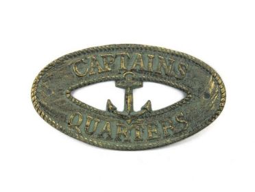 Antique Bronze Cast Iron Captains Quarters with Anchor Sign 8&quot;