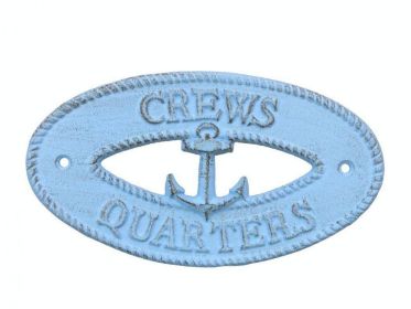 Rustic Light Blue Cast Iron Crews Quarters with Anchor Sign 8&quot;