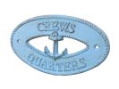 Rustic Light Blue Cast Iron Crews Quarters with Anchor Sign 8&quot;