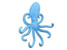 Rustic Light Blue Cast Iron Wall Mounted Decorative Octopus Hooks 7""