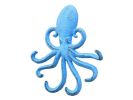 Rustic Light Blue Cast Iron Wall Mounted Decorative Octopus Hooks 7""