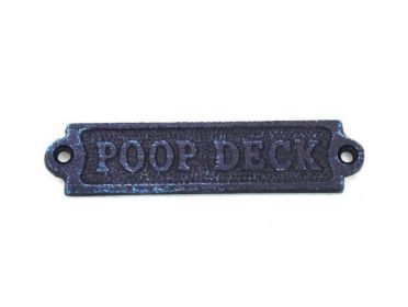 Rustic Dark Blue Cast Iron Poop Deck Sign 6&quot;