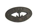 Cast Iron Seas the Day with Anchor Sign 8""