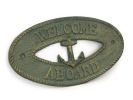 Antique Bronze Cast Iron Welcome Aboard with Anchor Sign 8""