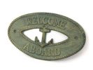 Antique Bronze Cast Iron Welcome Aboard with Anchor Sign 8""