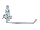 Whitewashed Cast Iron Mermaid Toilet Paper Holder 10""