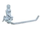 Whitewashed Cast Iron Mermaid Toilet Paper Holder 10""