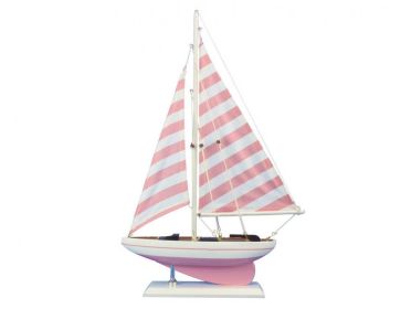 Wooden Pretty in Pink Model Sailboat 17""