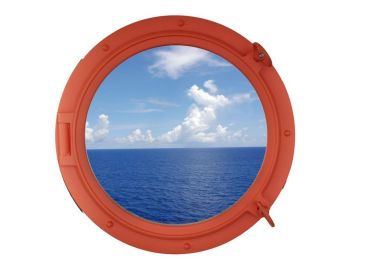 Orange Decorative Ship Porthole Window 24""