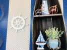 White Decorative Ship Wheel With Seashell 12""