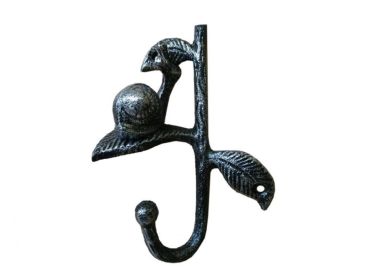 Rustic Silver Cast Iron Decorative Snail Hook 6""