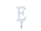 Whitewashed Cast Iron Letter E Alphabet Wall Hook 6""