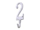 Whitewashed Cast Iron Number 2 Wall Hook 6""