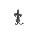 Rustic Black Cast Iron Wall Mounted Fleur De Lis Hook 6.5""